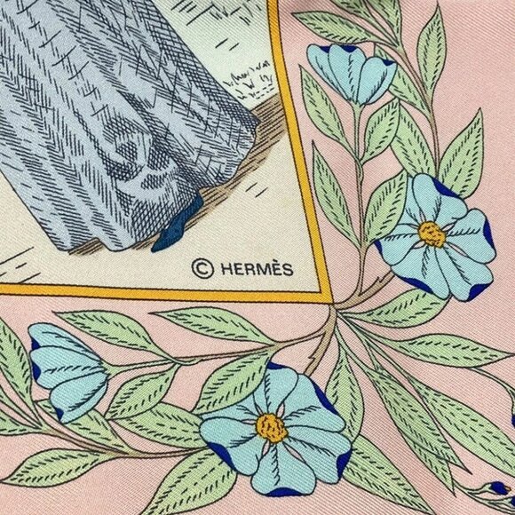 Auth HERMES Carre 90 - Light Blue Light Pink Multi Scarf - Picture 2 of 5